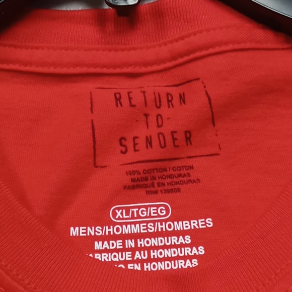 Return to Sender Shirt Men's Size XL Red Long Sleeve Round Neck Pullover Shirt - Picture 2 of 3